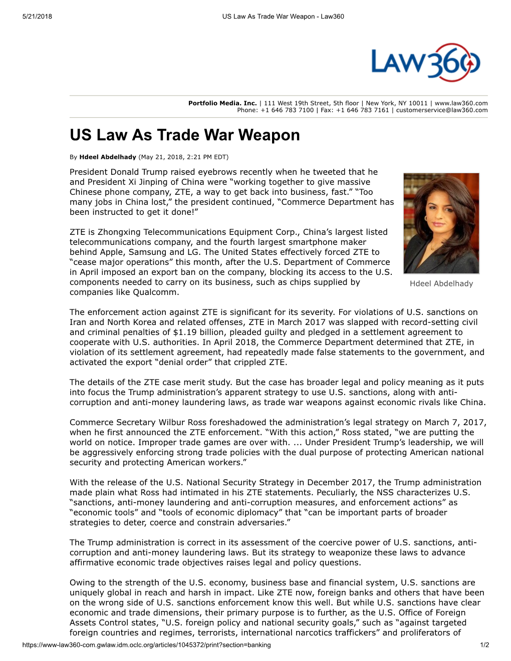 US Law As Trade War Weapon - Law360