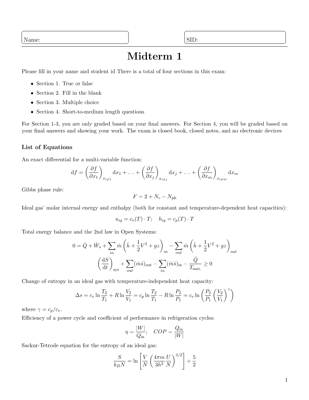 Midterm 1 Questions