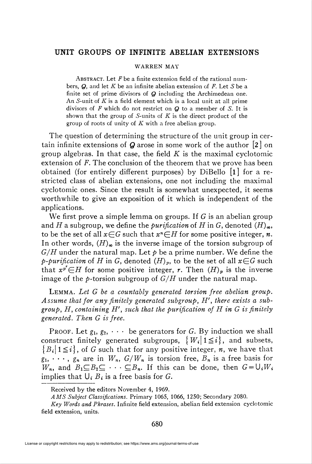 Unit Groups of Infinite Abelian Extensions