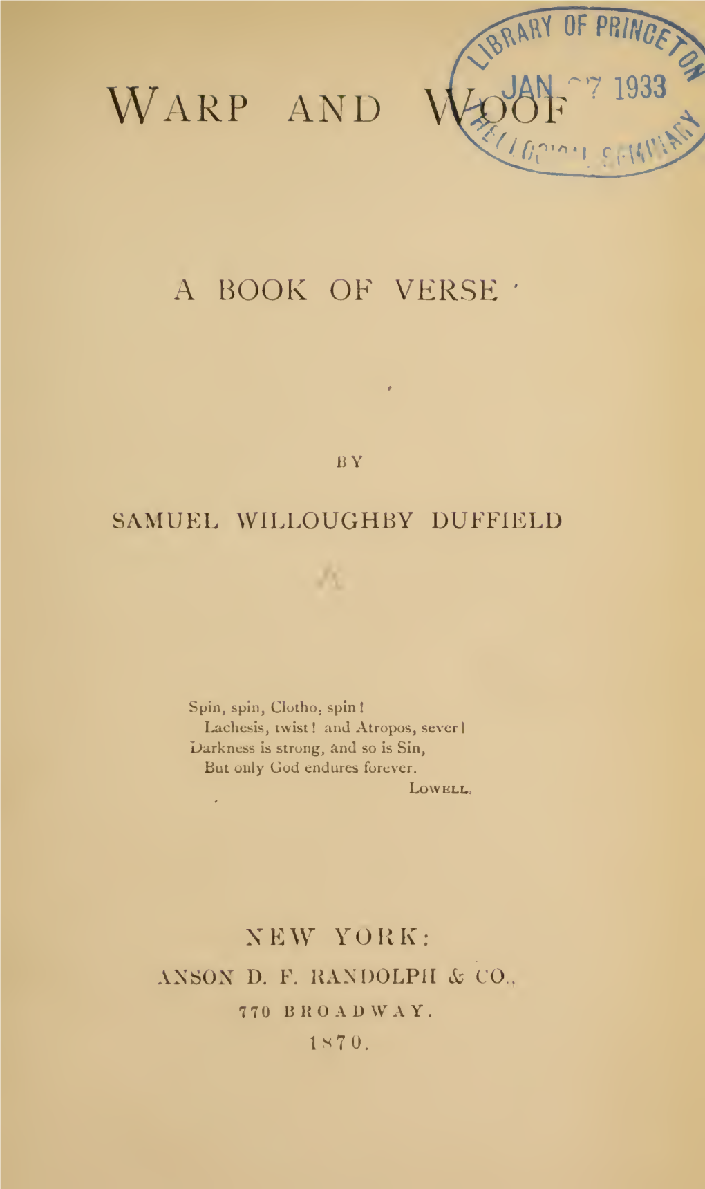 Warp and Woof : a Book of Verse