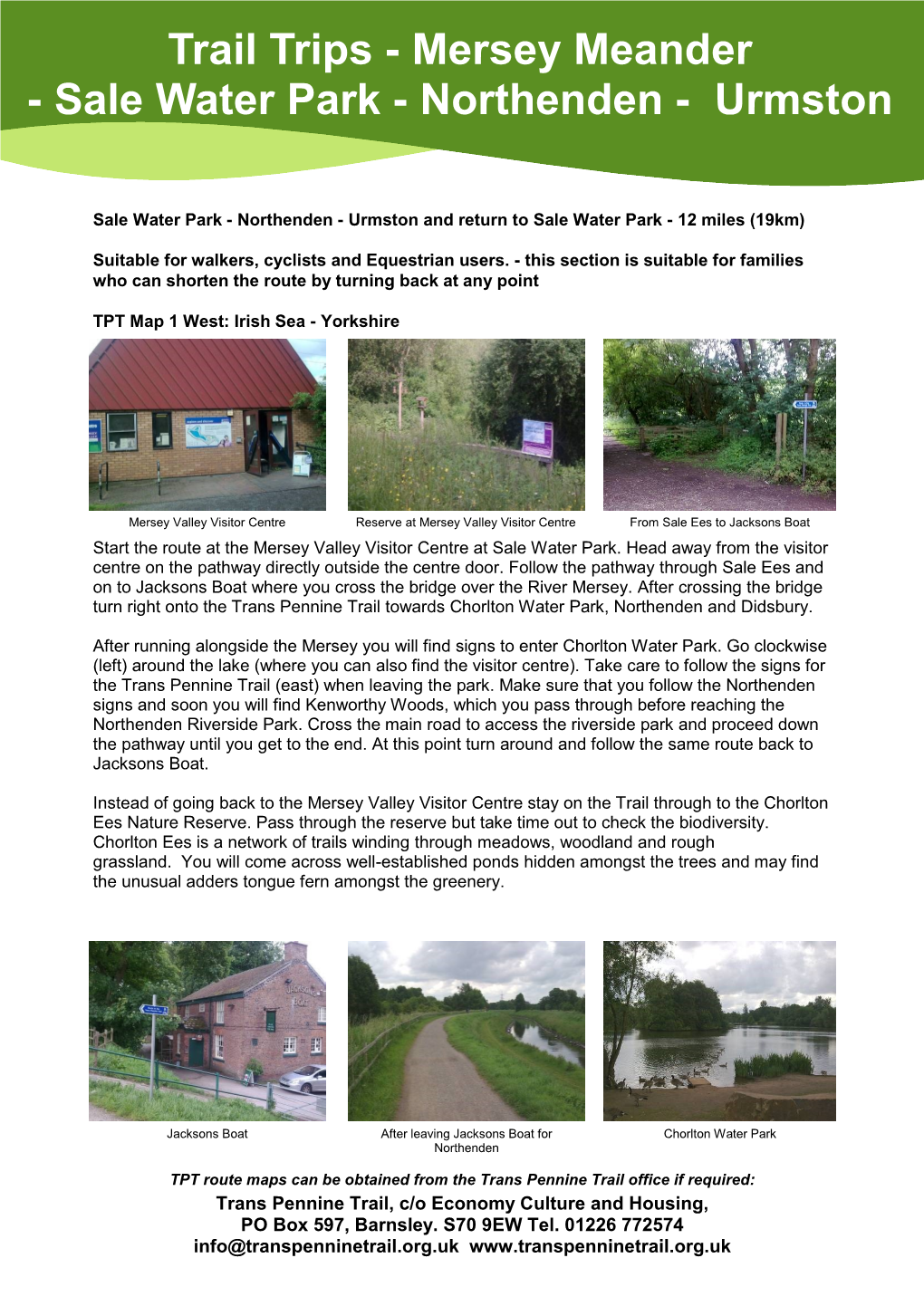 Trail Trips - Mersey Meander - Sale Water Park - Northenden - Urmston