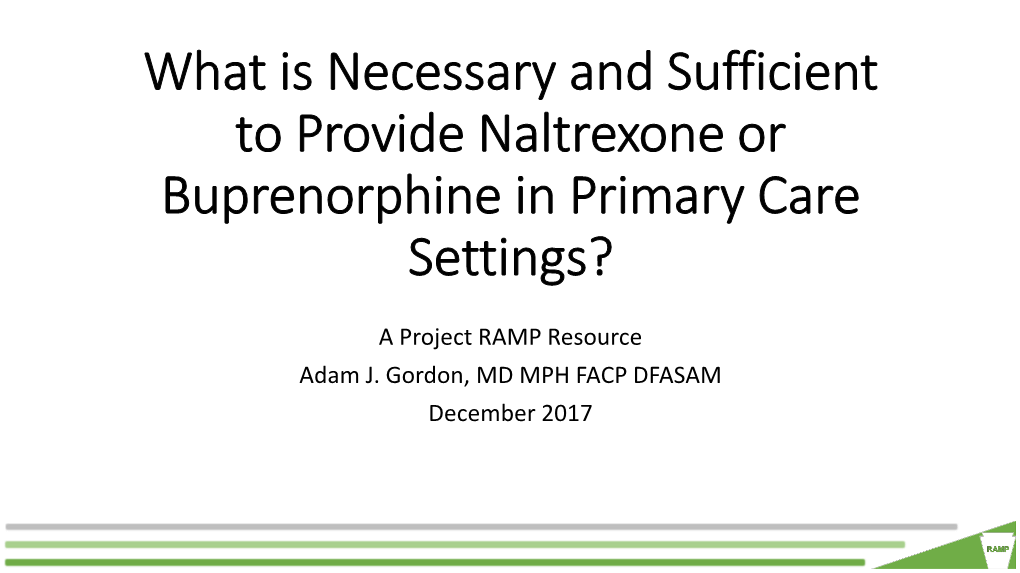 What Is Necessary and Sufficient to Provide Naltrexone Or Buprenorphine in Primary Care Settings?