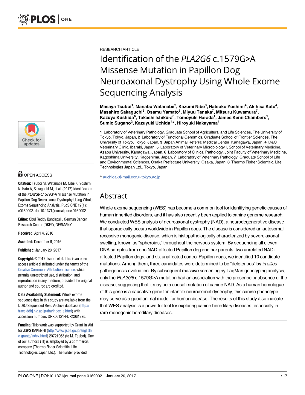 Identification of the PLA2G6 C.1579G>A Missense Mutation In