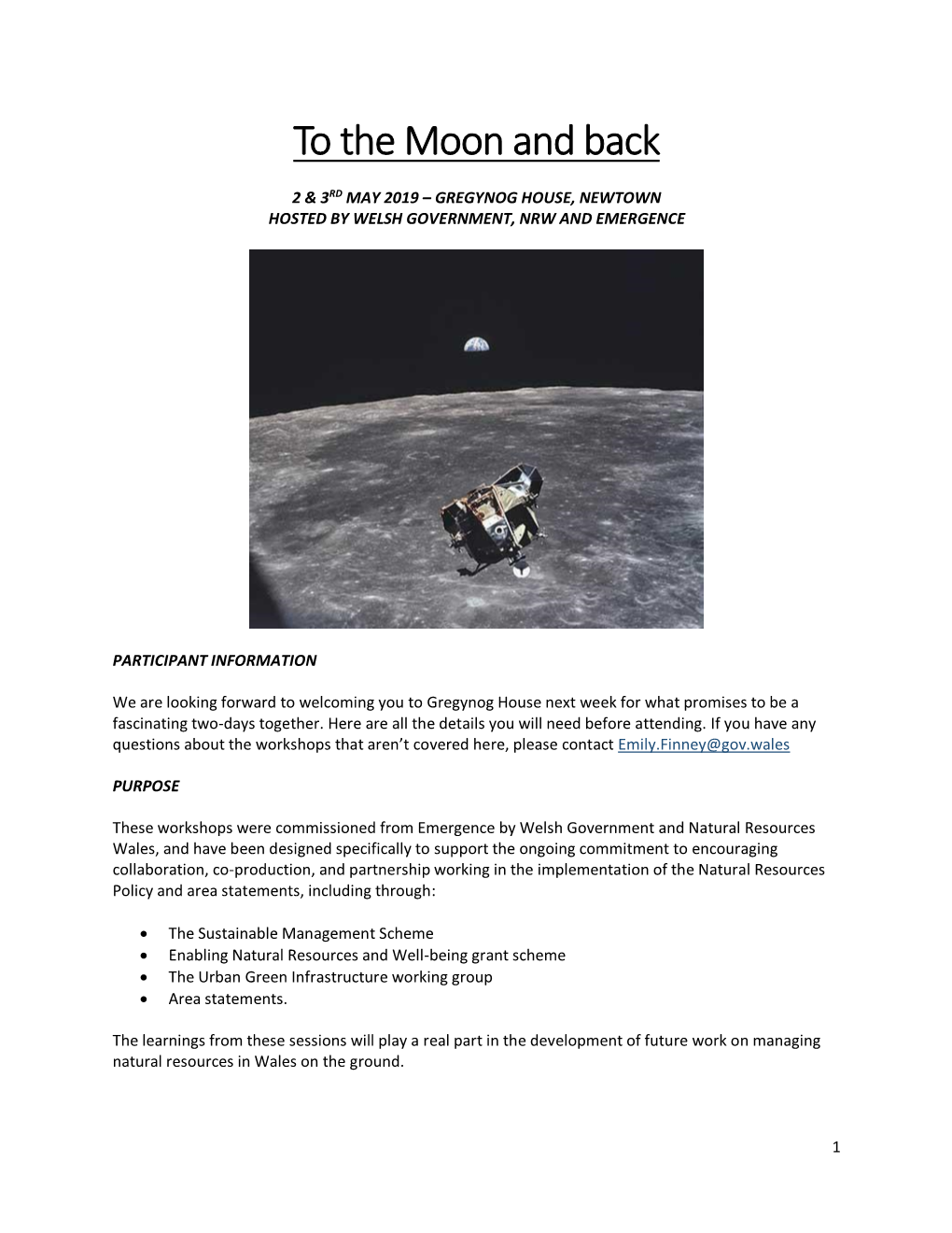 To the Moon and Back Participant Pack