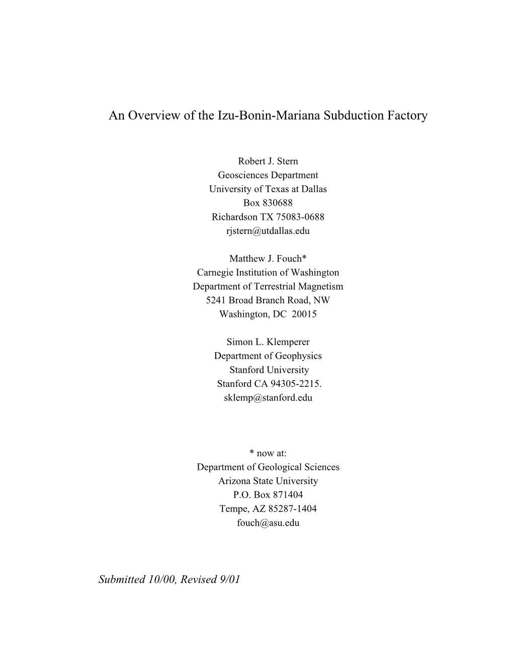 An Overview of the Izu-Bonin-Mariana Subduction Factory