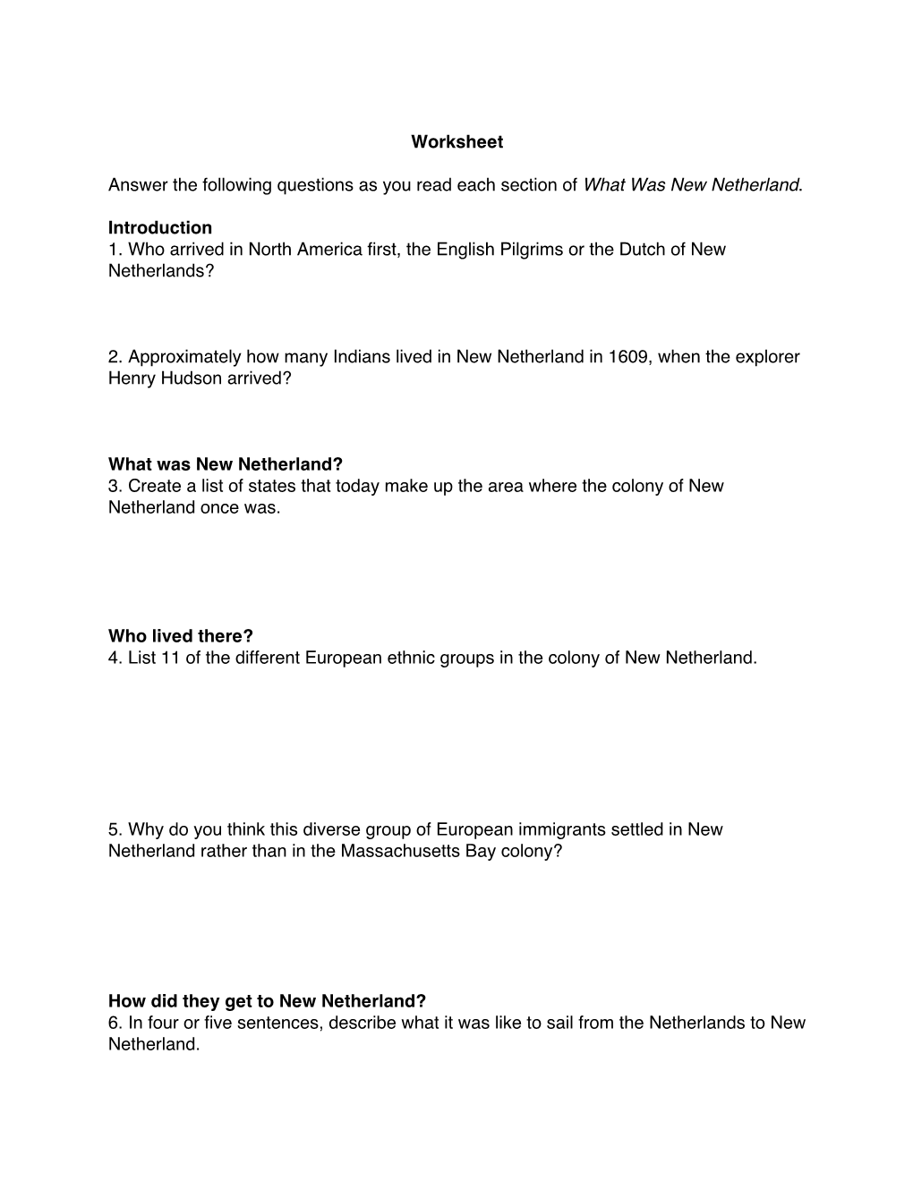 Worksheet Answer the Following Questions As You Read Each Section