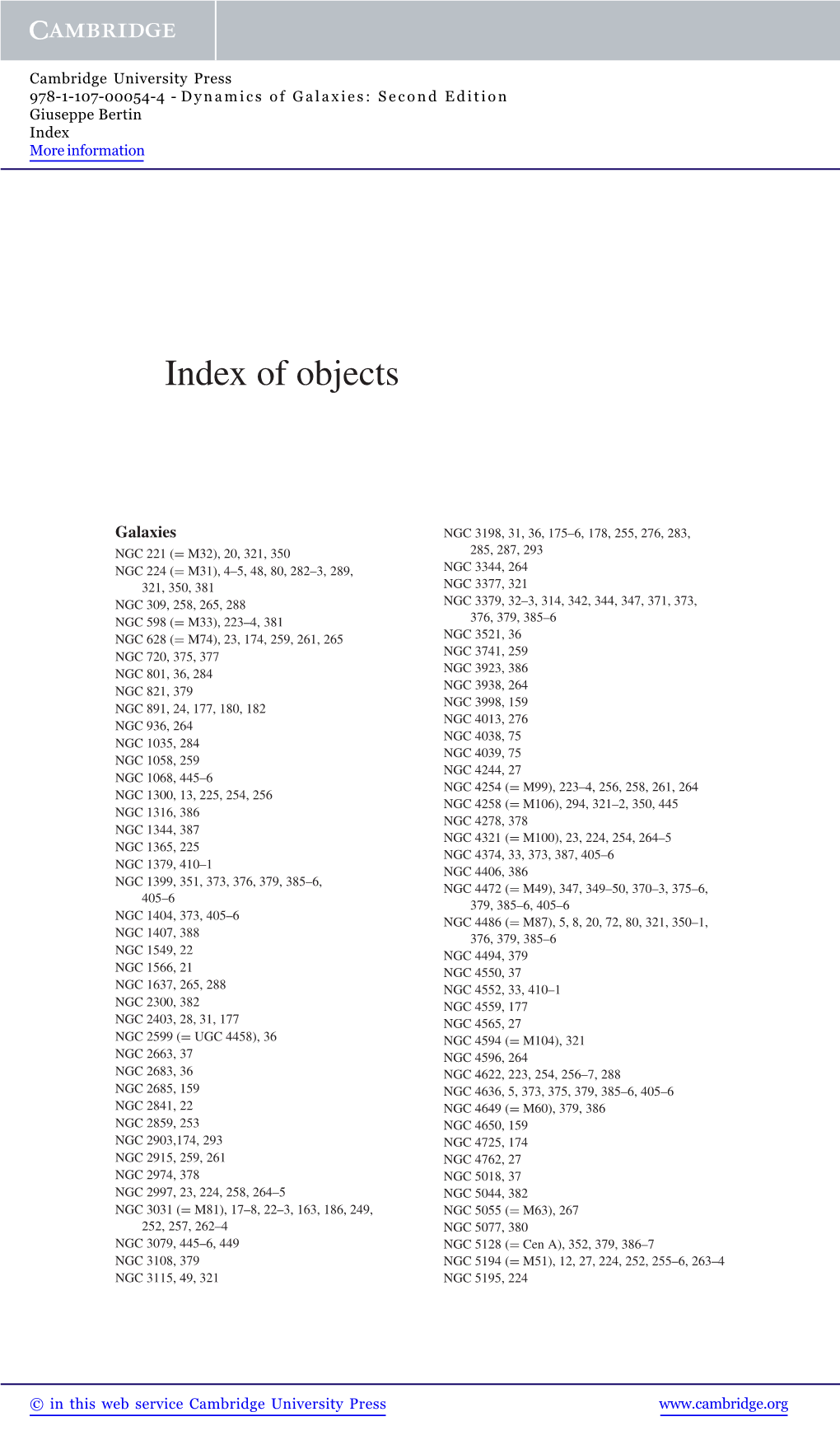 Index of Objects