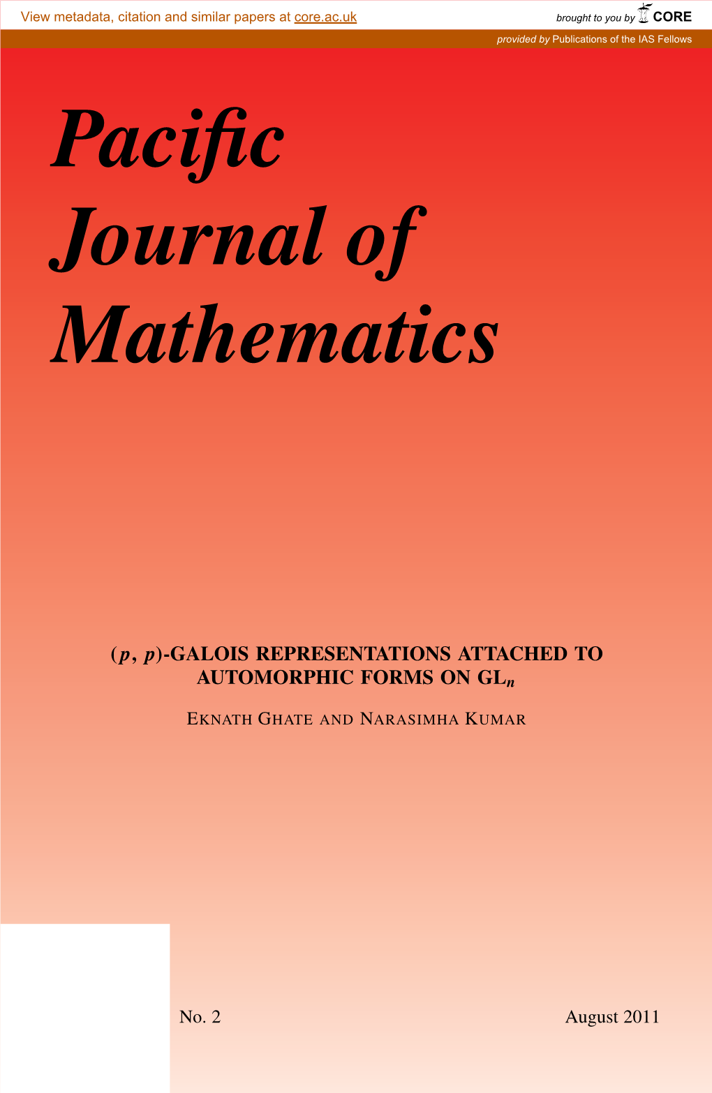 (P,P)-Galois Representations Attached to Automorphic Forms On