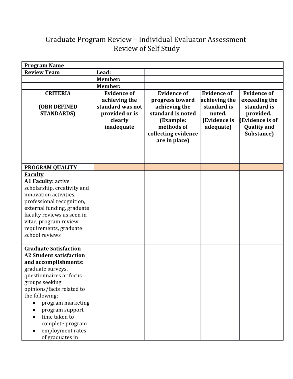 Graduate Program Review