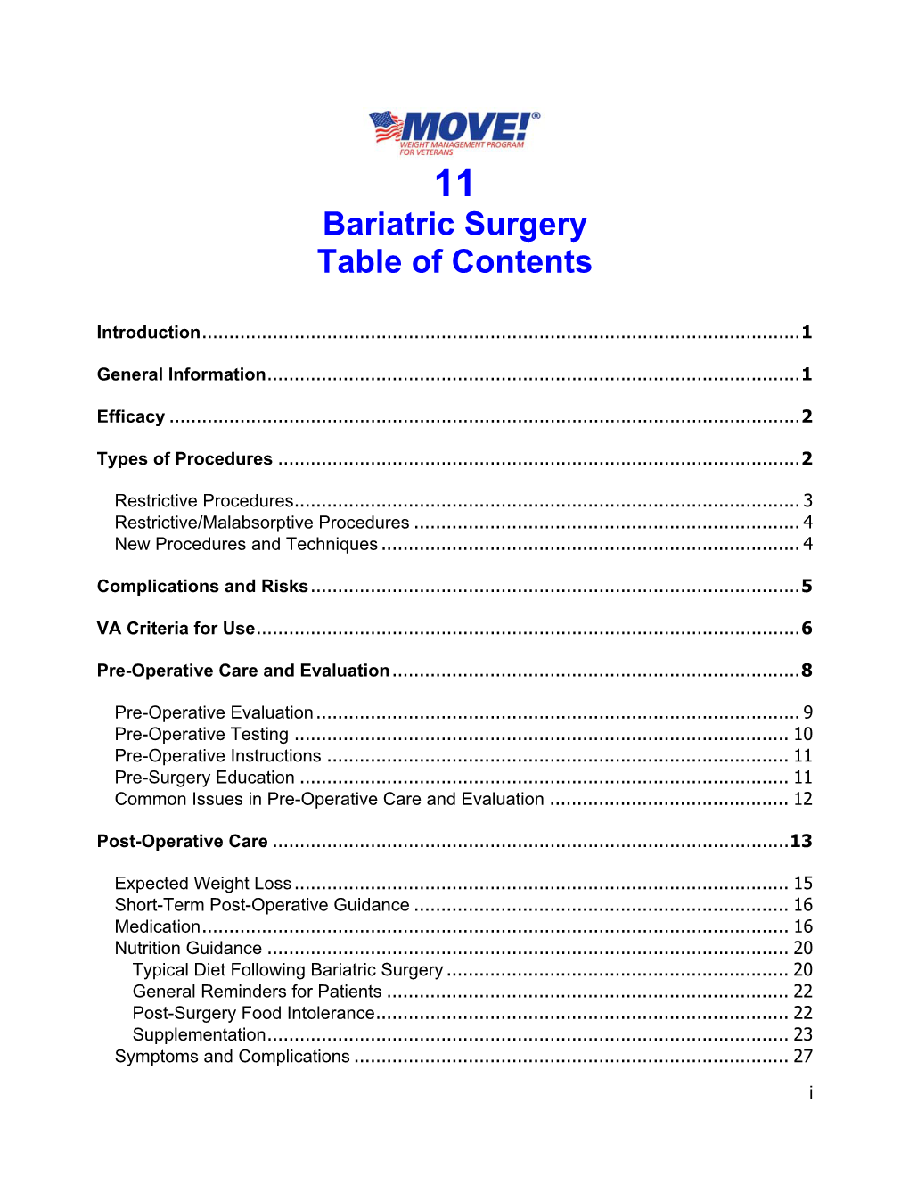MOVE! Reference Manual Bariatric Surgery Chapter 11