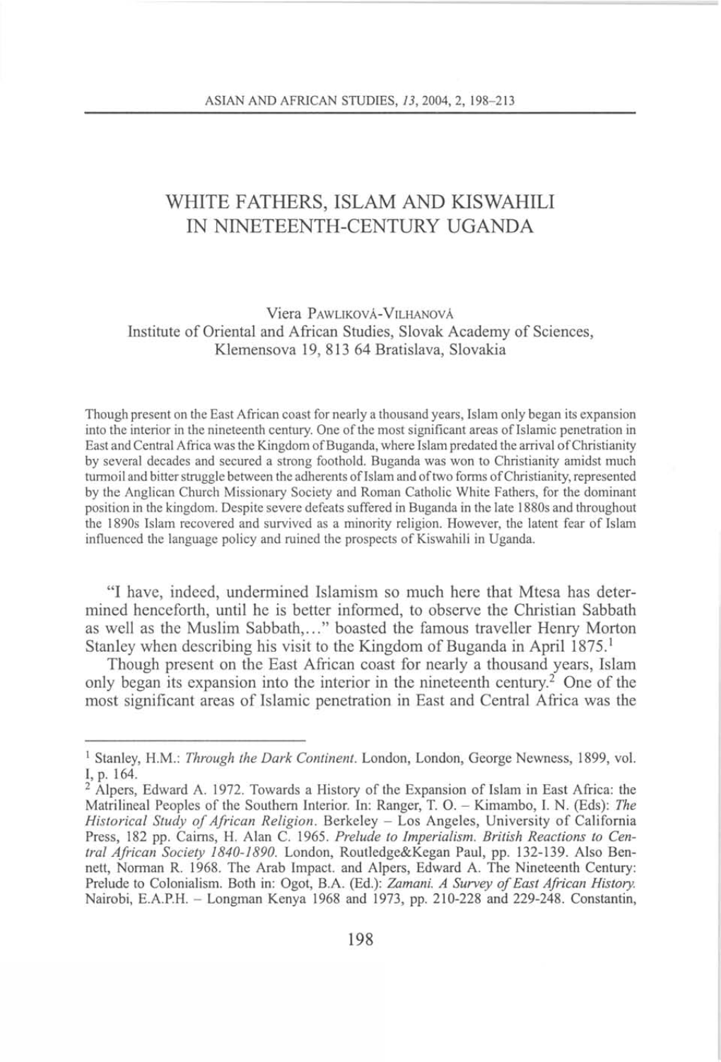 White Fathers, Islam and Kiswahili in Nineteenth-Century Uganda