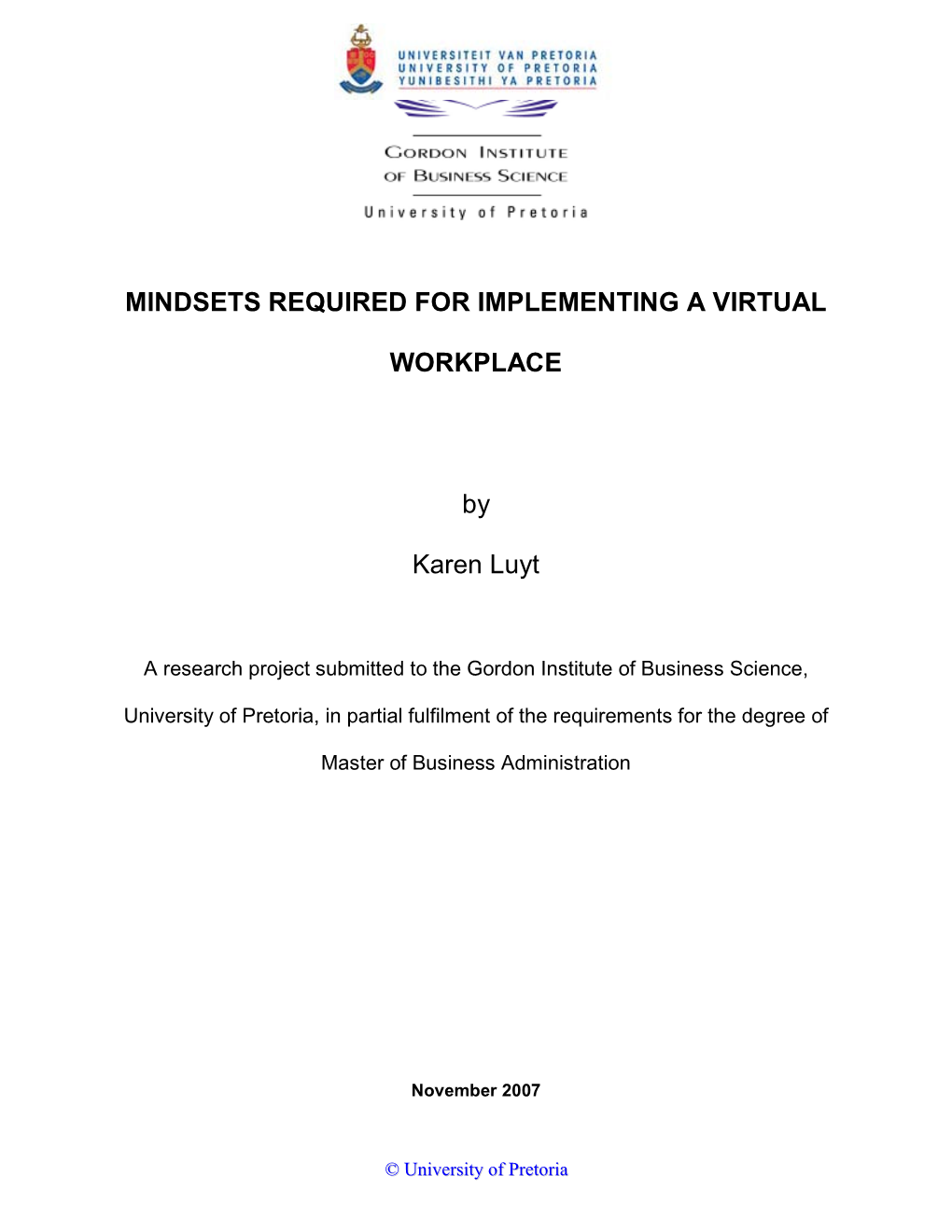 Mindsets Required for Implementing a Virtual