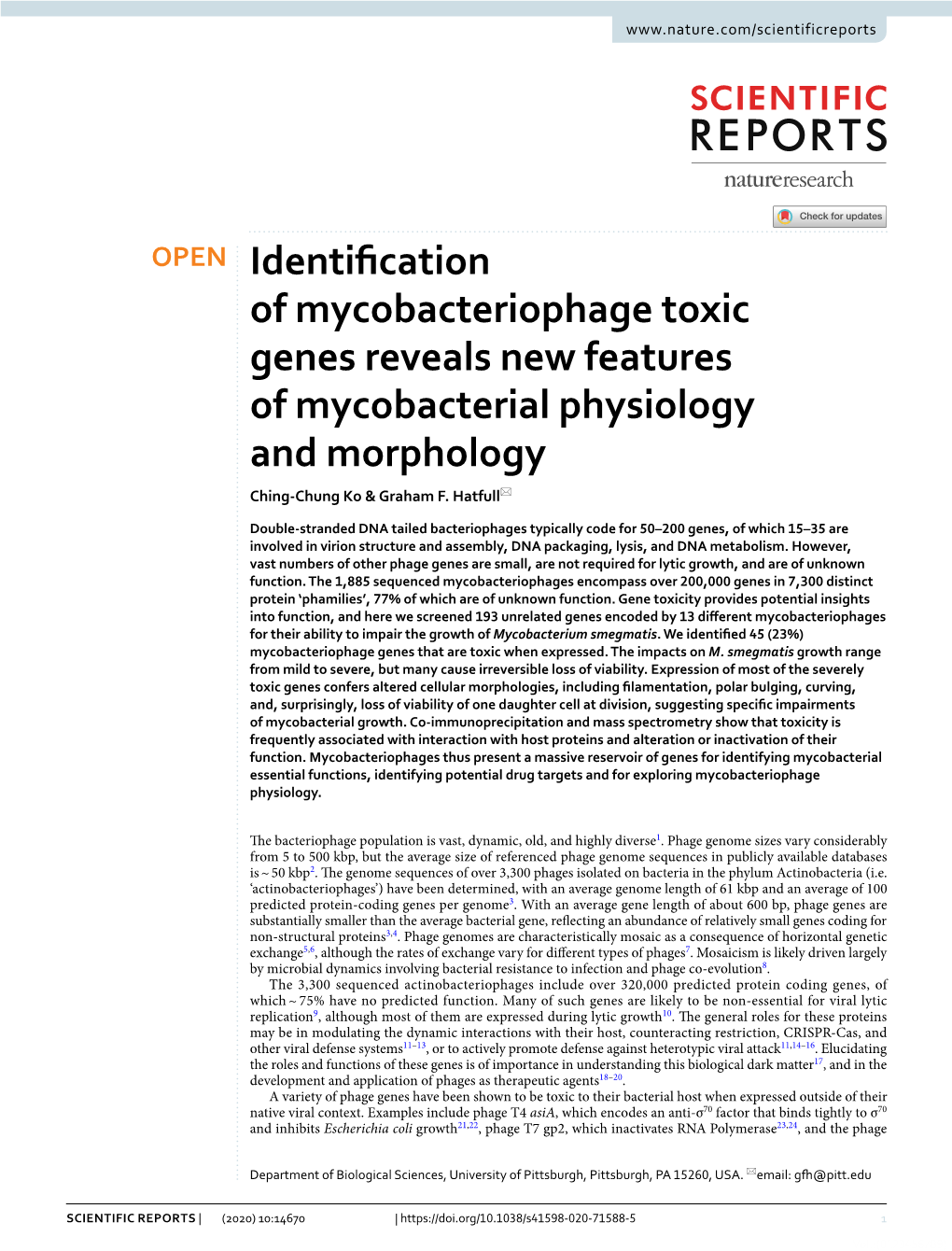 Identification of Mycobacteriophage Toxic Genes Reveals New Features Of