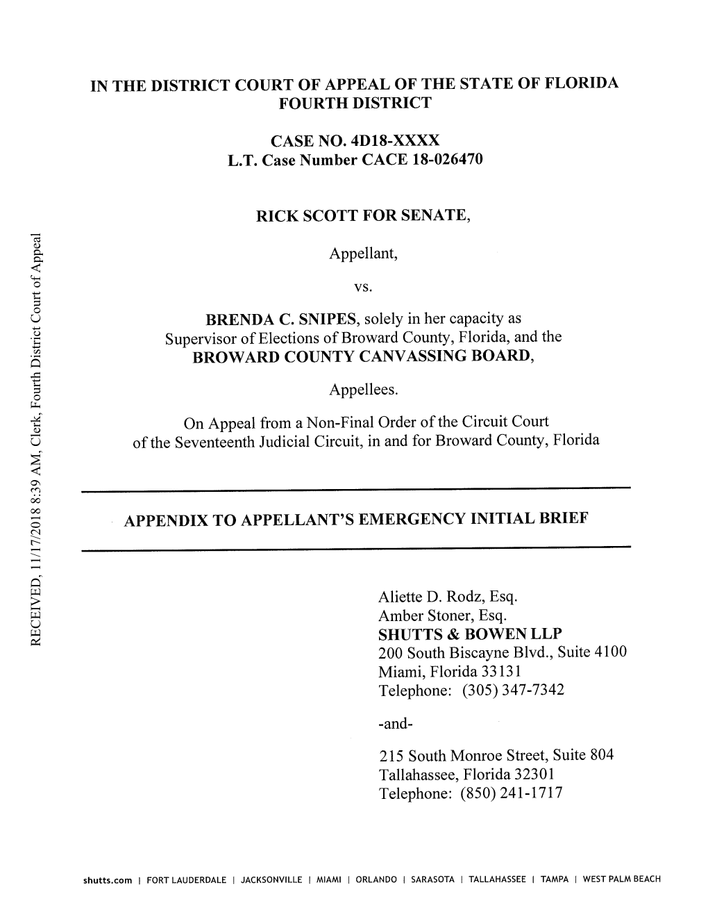 In the District Court of Appeal of the State of Florida Fourth District