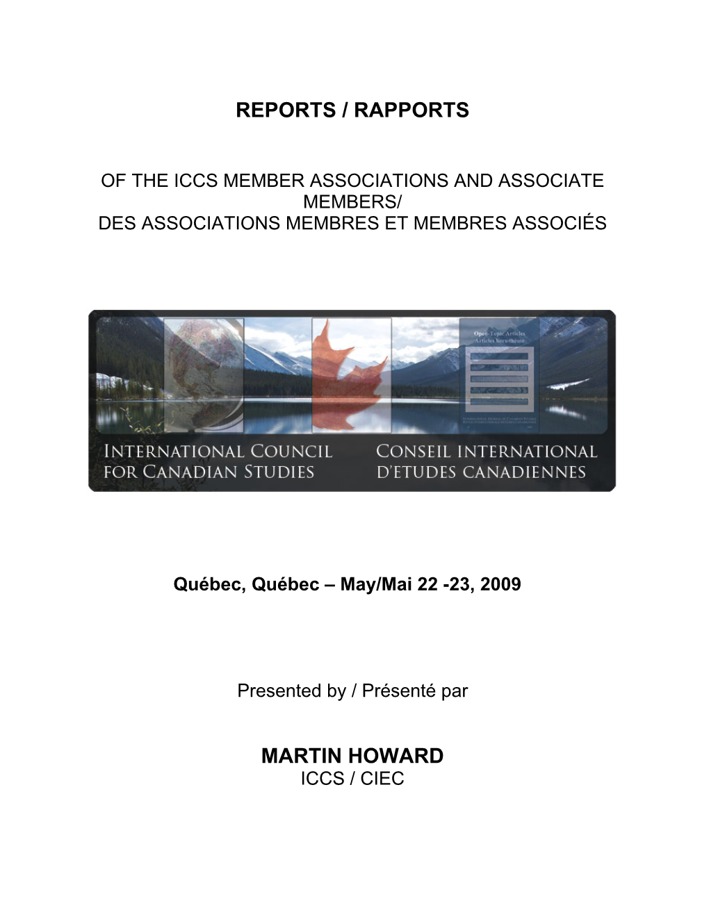 Reports / Rapports Martin Howard