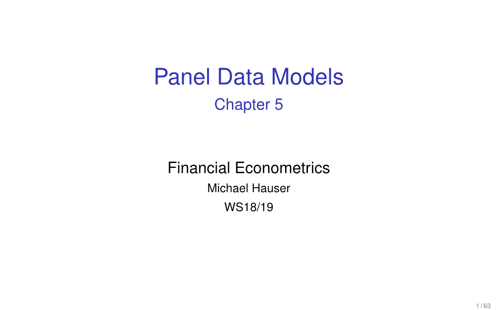 Panel Data Models Chapter 5