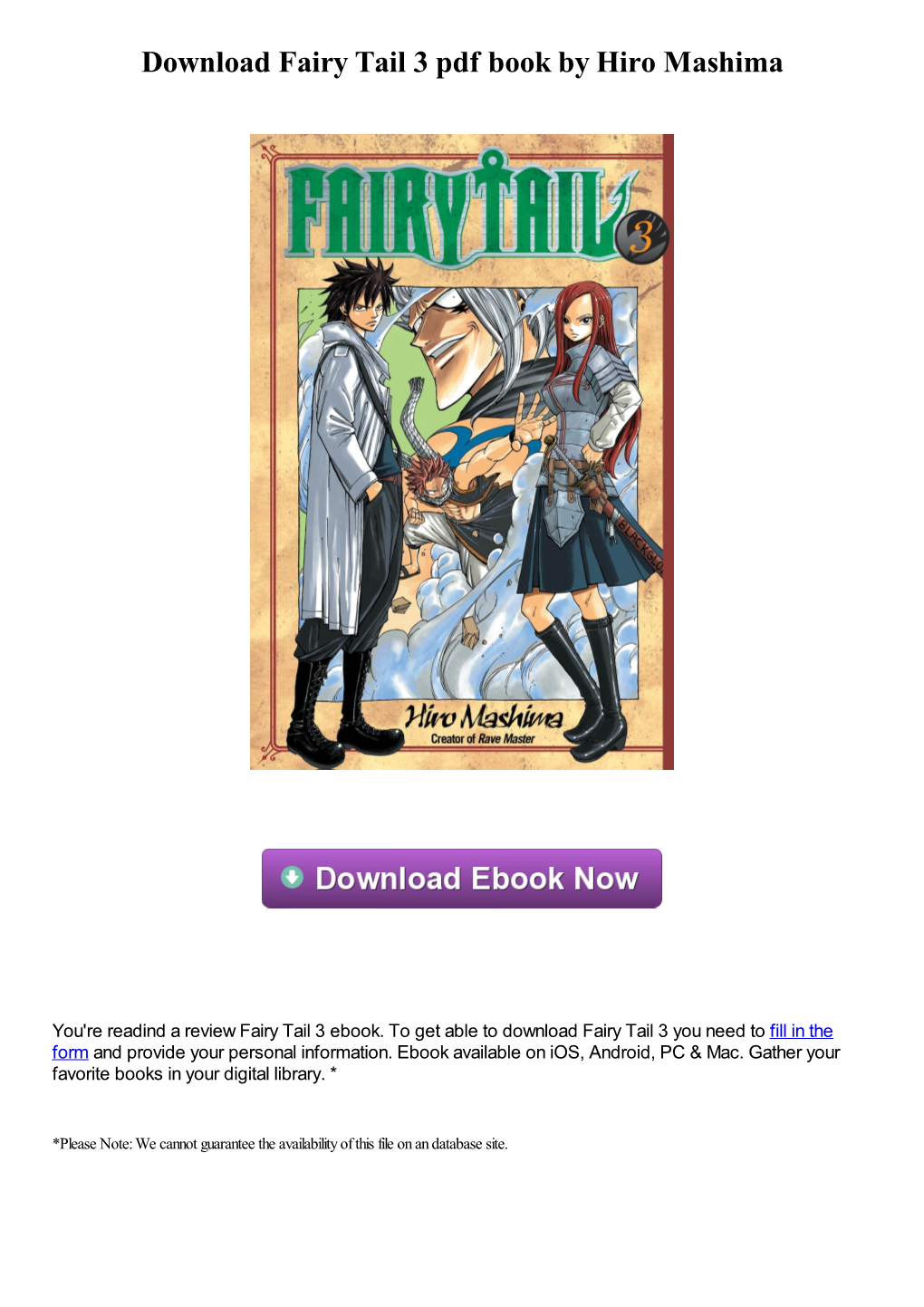 Download Fairy Tail 3 Pdf Book by Hiro Mashima