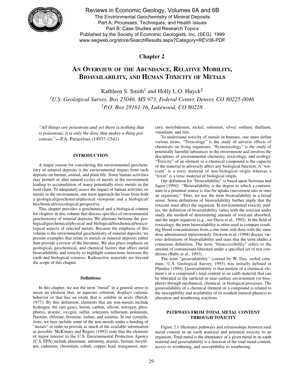 An Overview of the Abundance, Relative Mobility, Bioavailability, and Human Toxicity of Metals