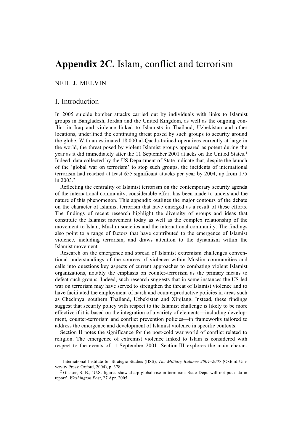 Appendix 2C. Islam, Conflict and Terrorism