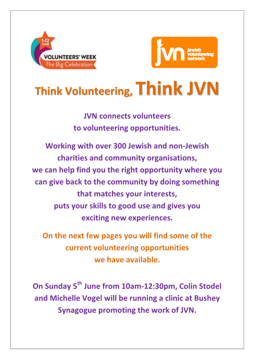 Think Volunteering, Think JVN