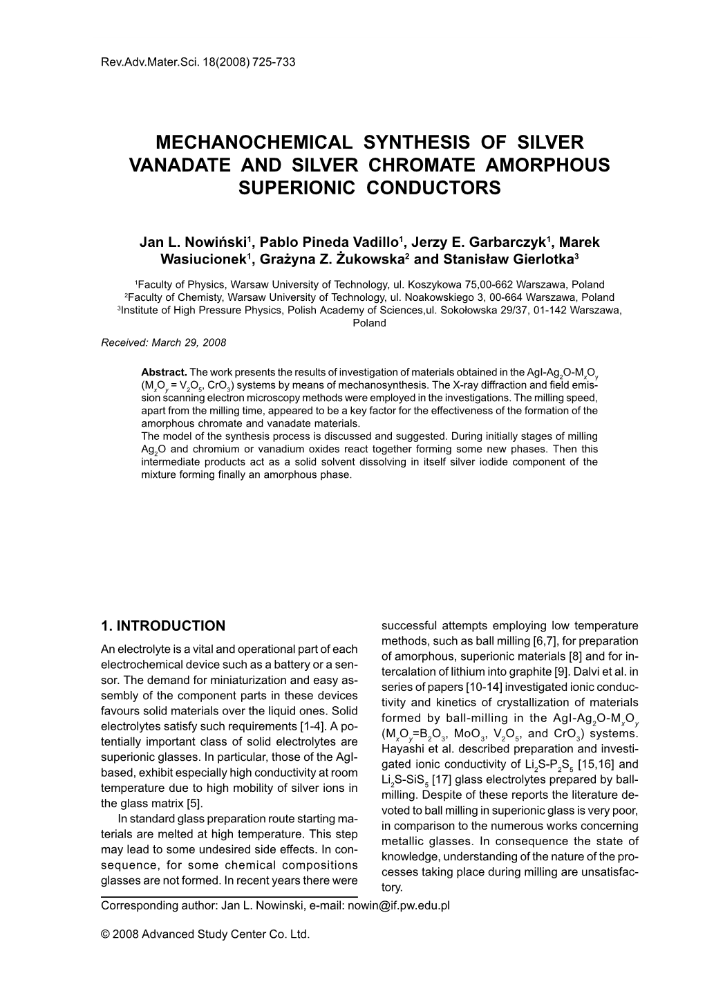 Mechanochemical Synthesis of Silver Vanadate and Silver Chromate Amorphous Superionic Conductors