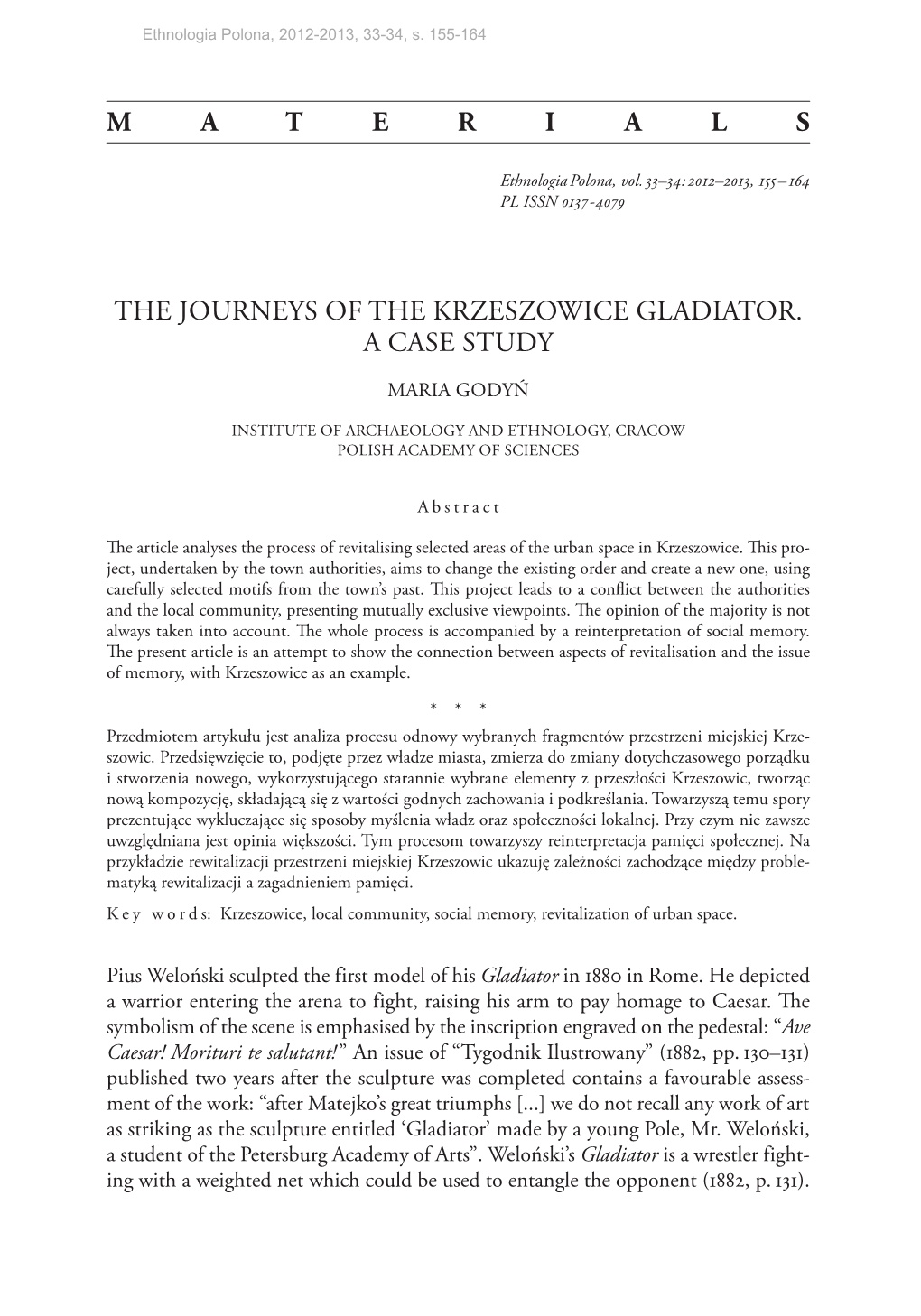 The Journeys of the Krzeszowice Gladiator. a Case Study