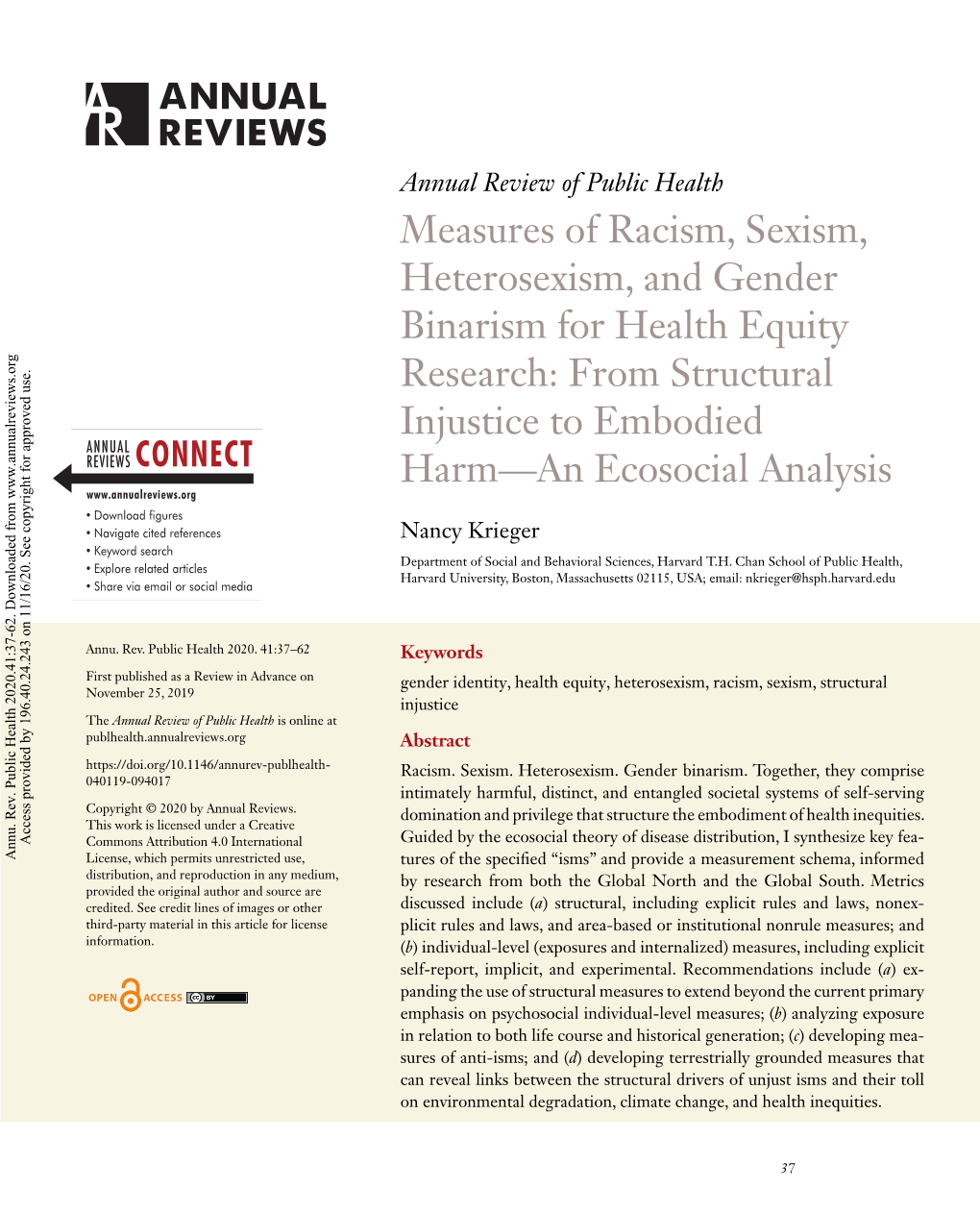 Measures of Racism, Sexism, Heterosexism, and Gender Binarism for Health Equity Research: from Structural Injustice to Embodied Harm—An Ecosocial Analysis