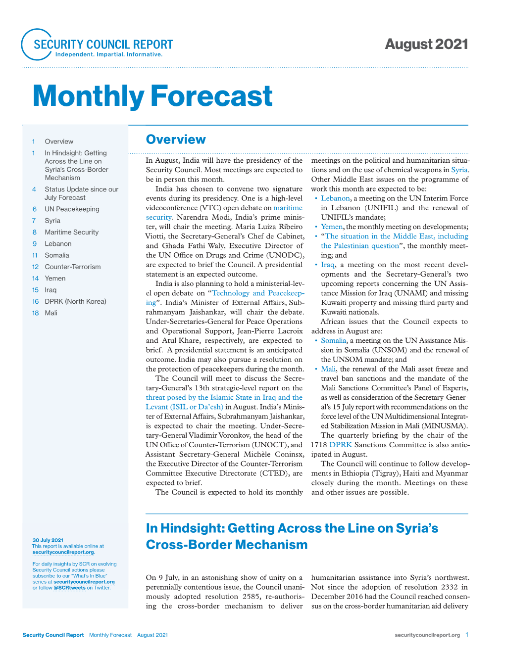 Monthly Forecast