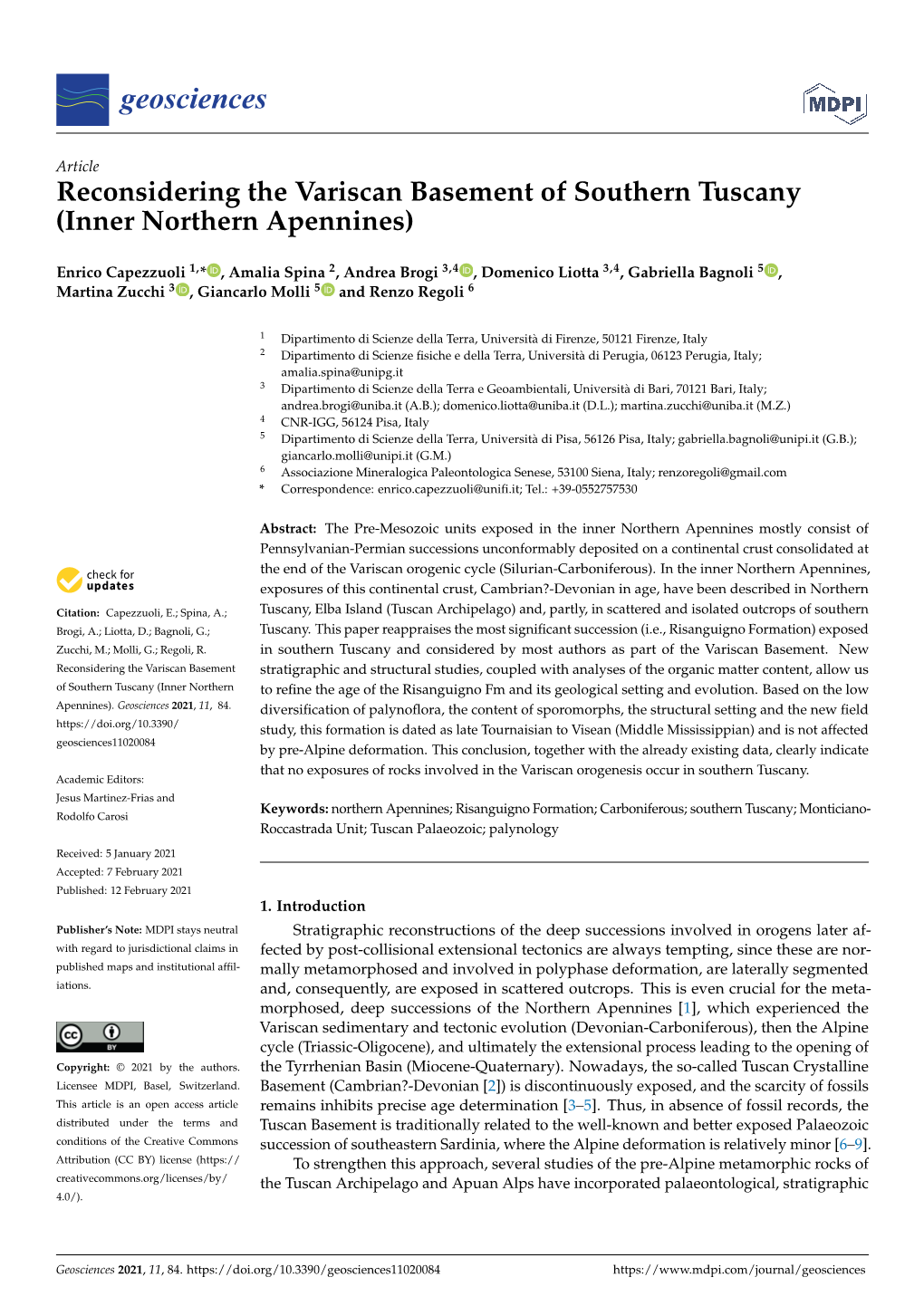 Reconsidering the Variscan Basement of Southern Tuscany (Inner Northern Apennines)