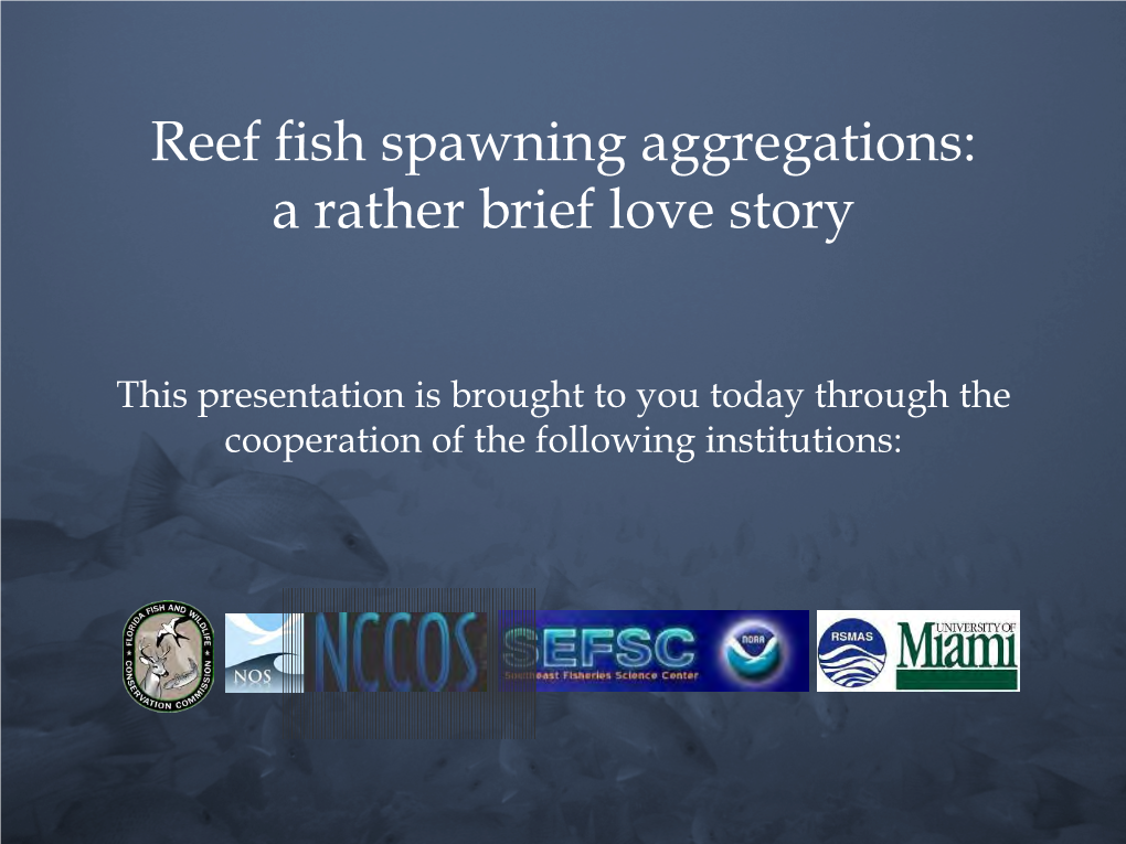 Reef Fish Spawning Aggregations: a Rather Brief Love Story