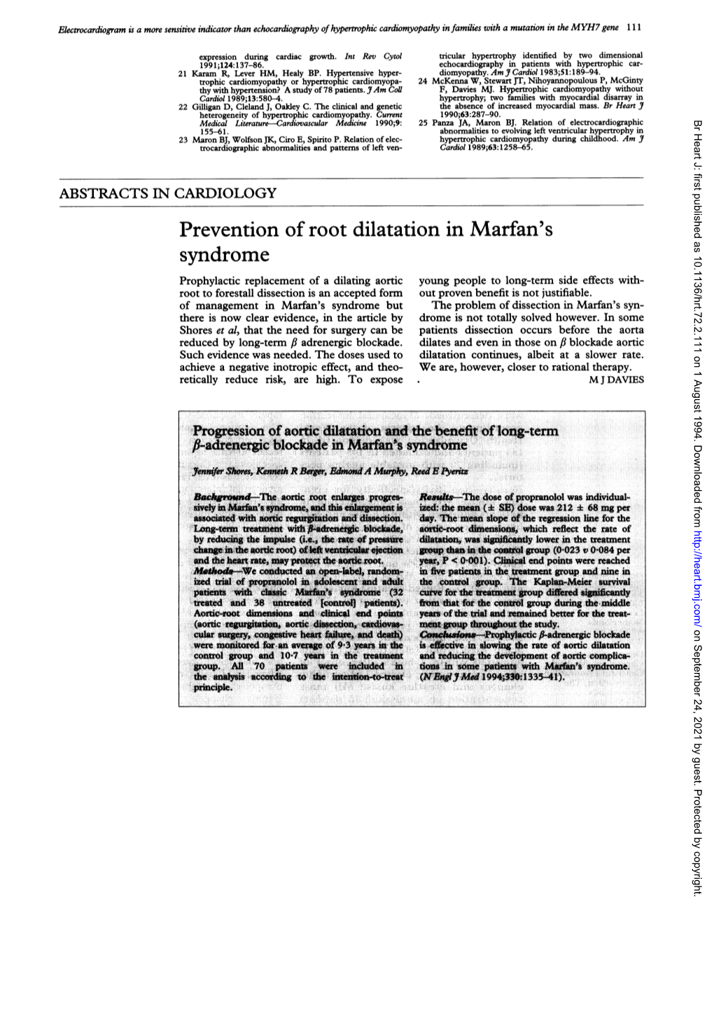 Prevention Ofroot Dilatation in Marfan's Syndrome