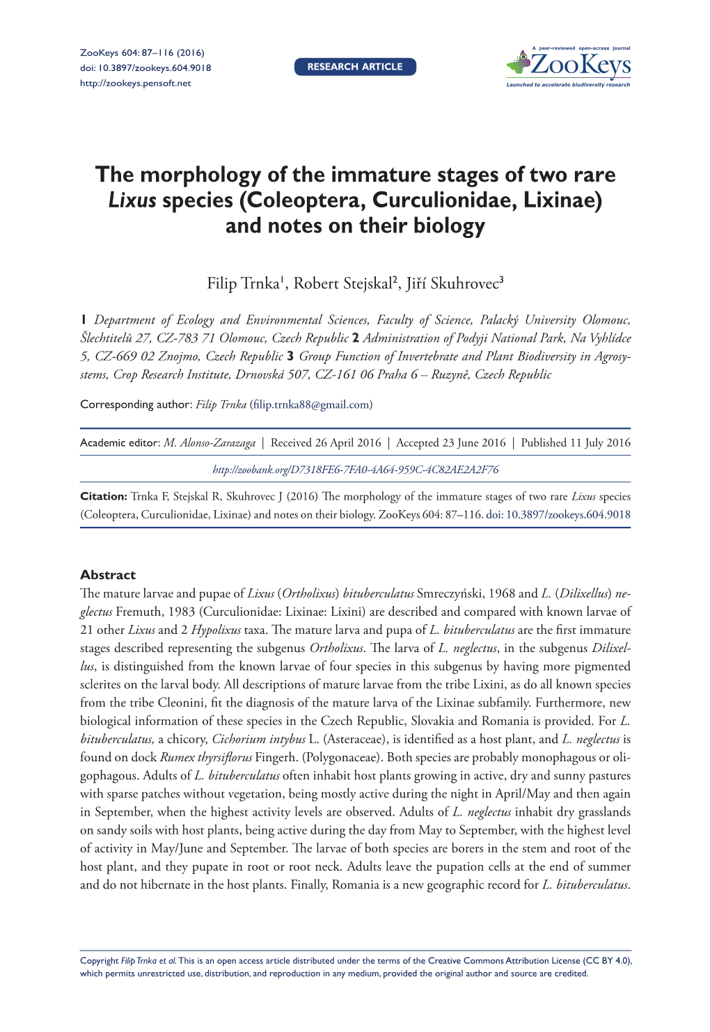 Coleoptera, Curculionidae, Lixinae) and Notes on Their Biology