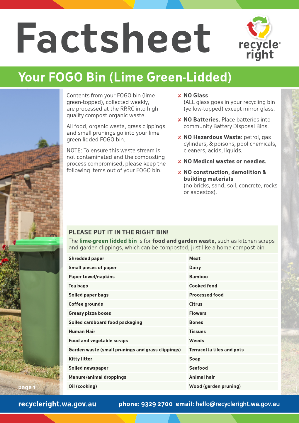 Your FOGO Bin (Lime Green-Lidded)