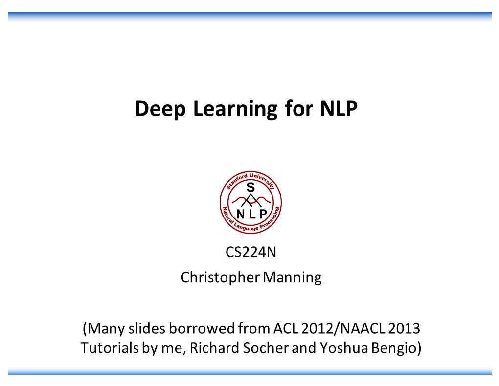 Deep Learning for NLP