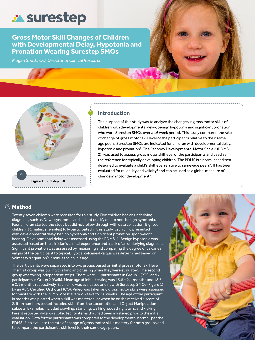 Gross Motor Skill Changes of Children with Developmental Delay, Hypotonia and Pronation Wearing Surestep Smos Megan Smith, CO, Director of Clinical Research