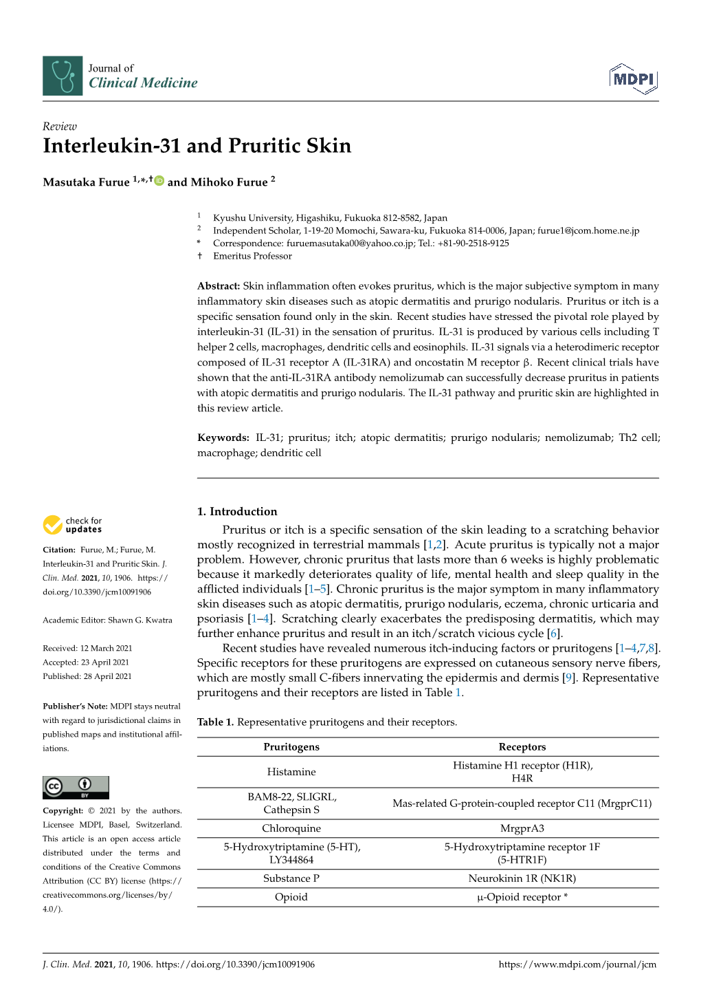 Interleukin-31 and Pruritic Skin