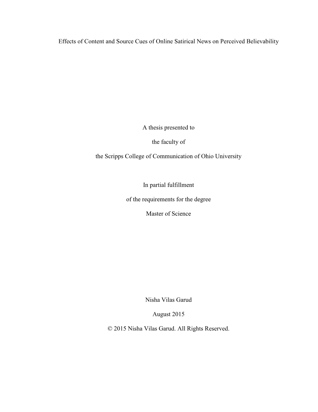 Effects of Content and Source Cues of Online Satirical News on Perceived Believability