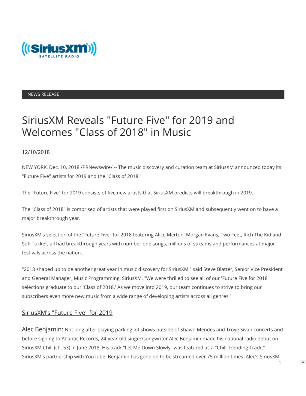 Siriusxm Reveals 