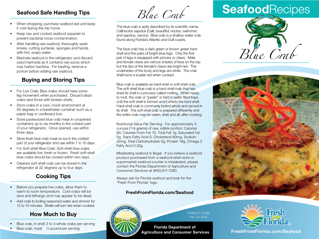 Blue Crab Recipe Brochure