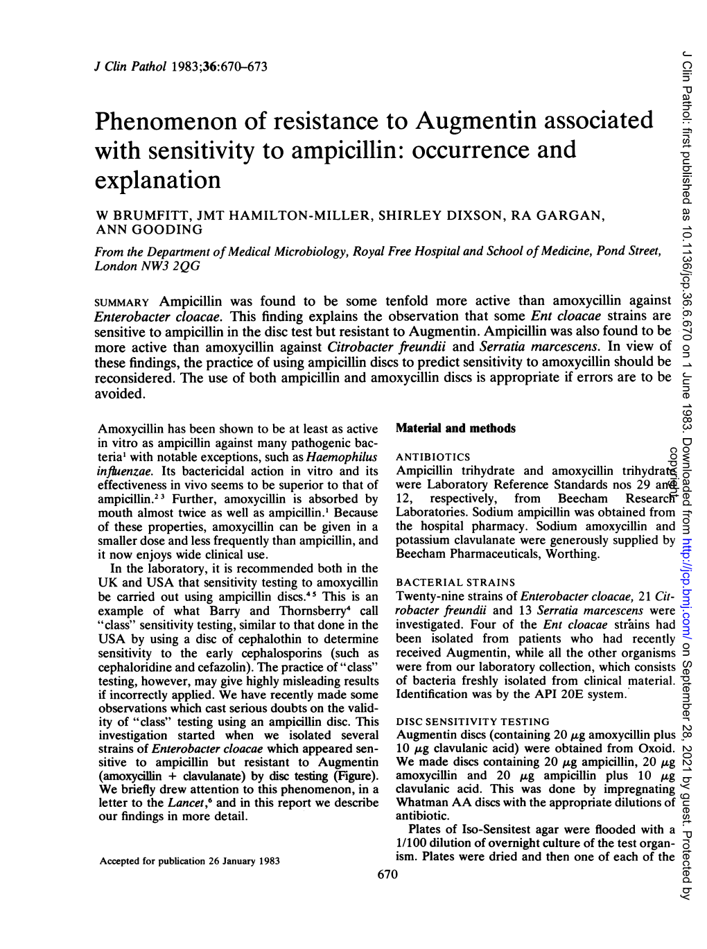 Phenomenon of Resistance to Augmentin Associated With