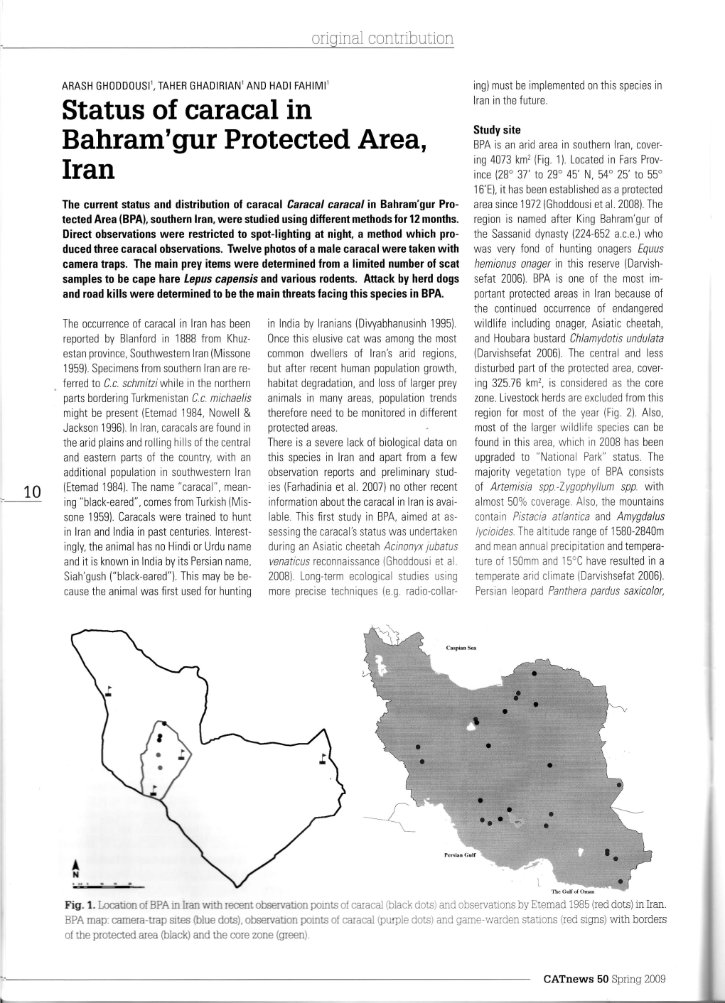 Status of Caracal in Bahram'gur Protected Area, Iran