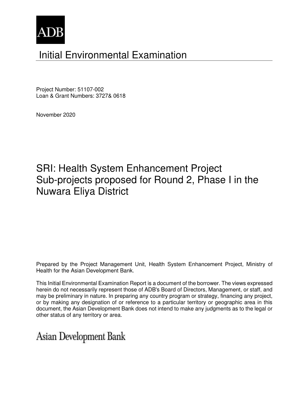 51107-002: Health System Enhancement Project