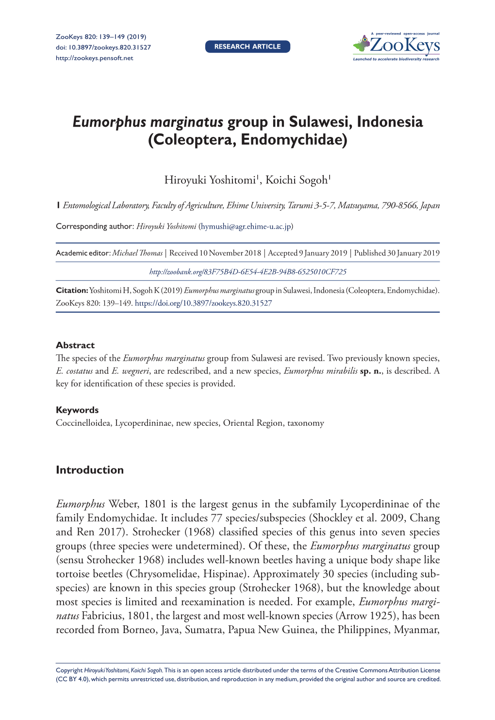 Eumorphus Marginatus Group in Sulawesi