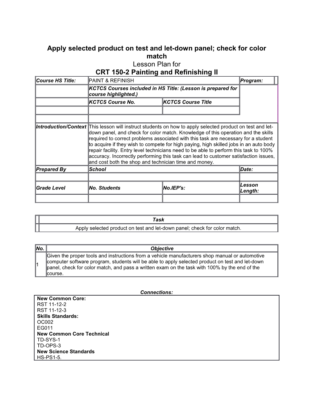 Apply Selected Product on Test and Let-Down Panel; Check for Color Match