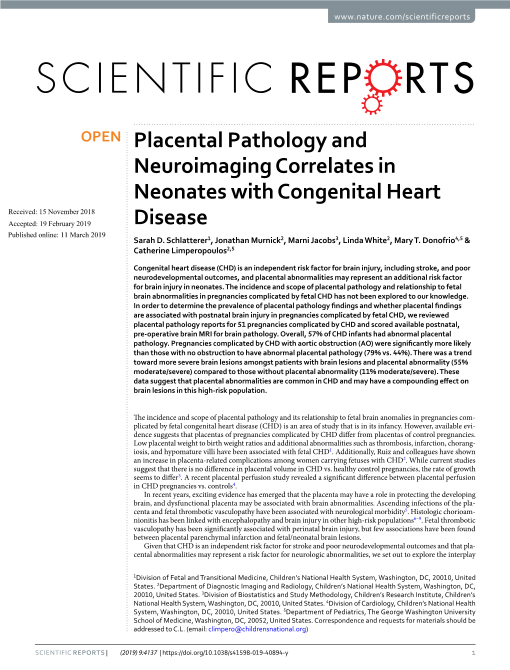 Placental Pathology and Neuroimaging Correlates in Neonates with Congenital Heart Disease