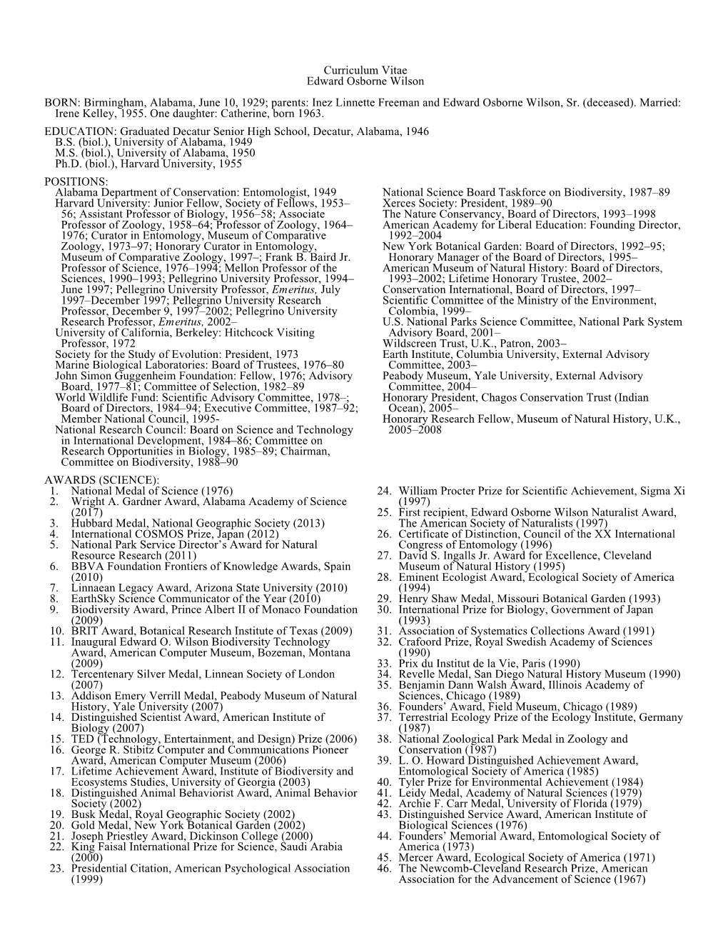 Eowilson CV 9 January 2018