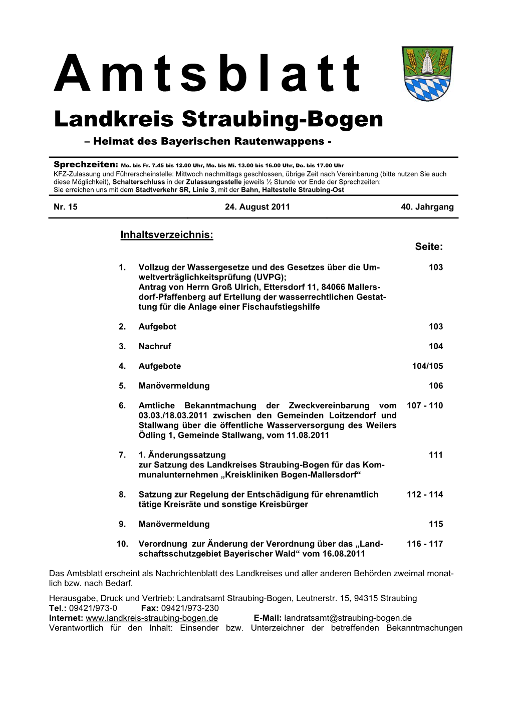 I: Bekanntmachungen Des Landratsamtes