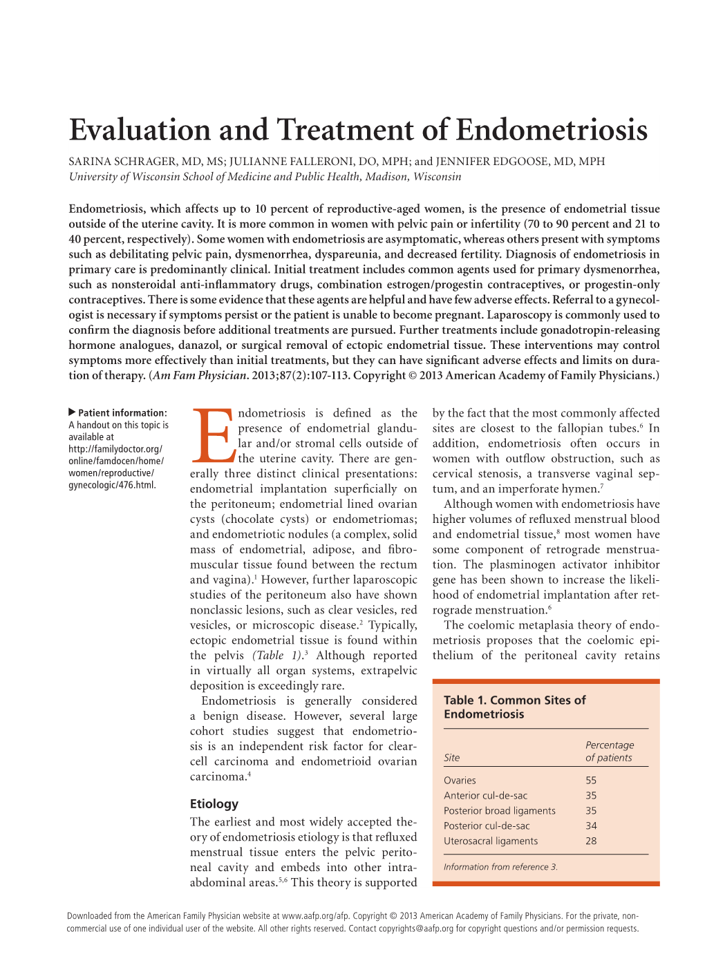 Evaluation and Treatment of Endometriosis