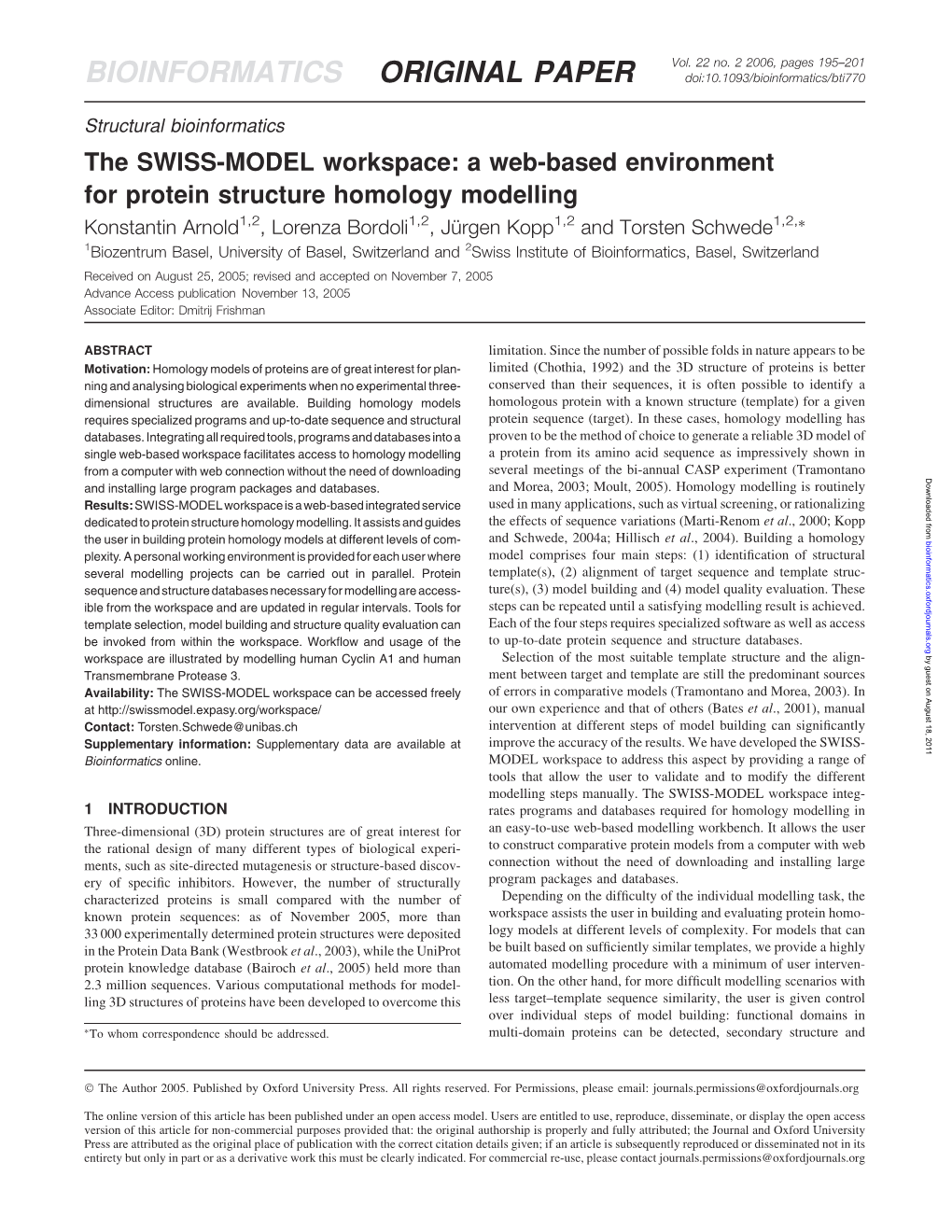 BIOINFORMATICS ORIGINAL PAPER Doi:10.1093/Bioinformatics/Bti770