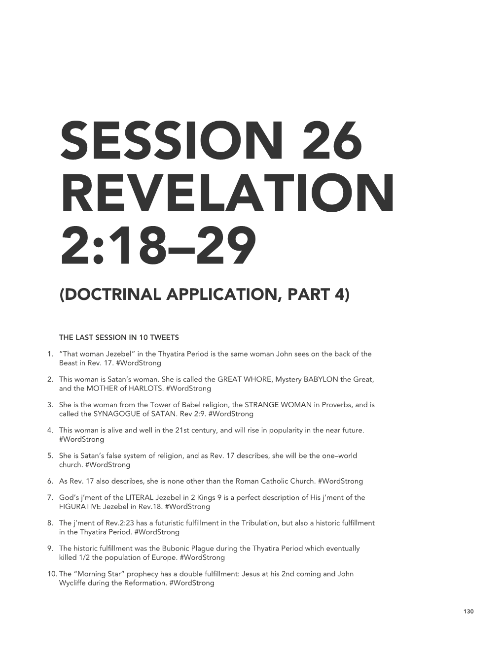 Session 26 Revelation 2:18–29 (Doctrinal Application, Part 4)